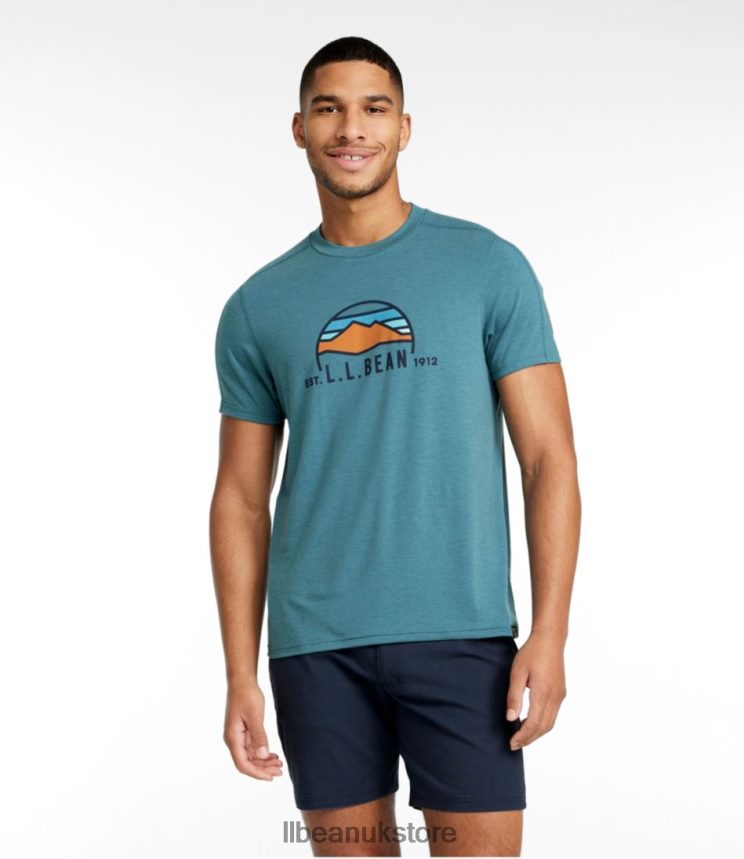 Clothing L.L.Bean Everyday SunSmart Tee Burnt Mahogany/Linear Mountains Men 0VRR666990