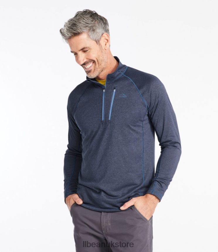 Clothing L.L.Bean Quick Dry Trail Tee 1/4 Zip Marine Blue Men 0VRR666531