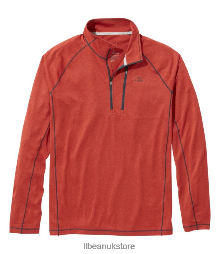 Clothing L.L.Bean Quick Dry Trail Tee 1/4 Zip Red Ochre Men 0VRR664792