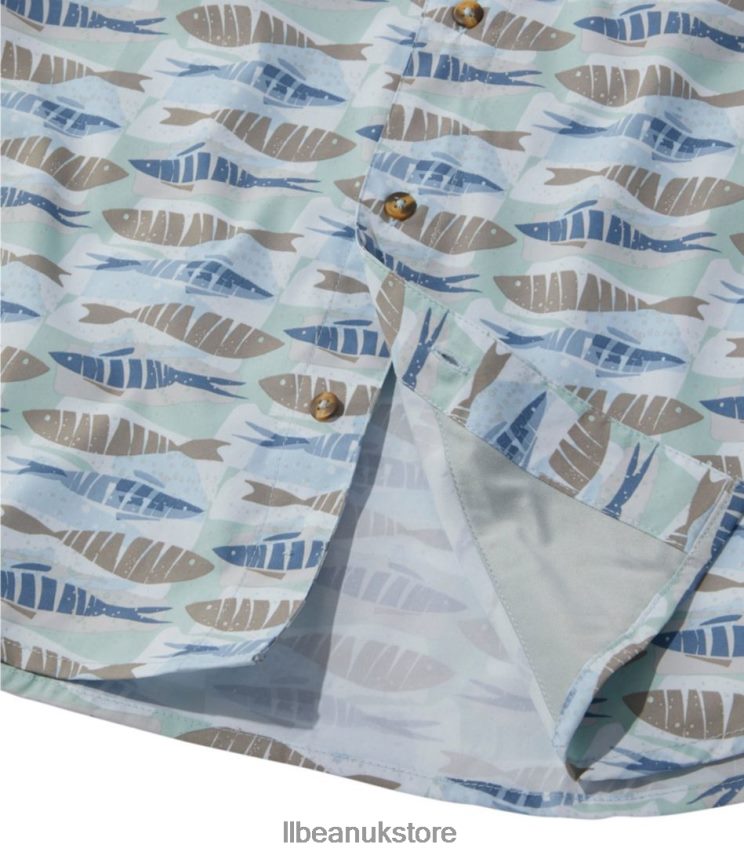 Clothing L.L.Bean Tropicwear Shirt Fair Aqua Fish Print Men 0VRR663251