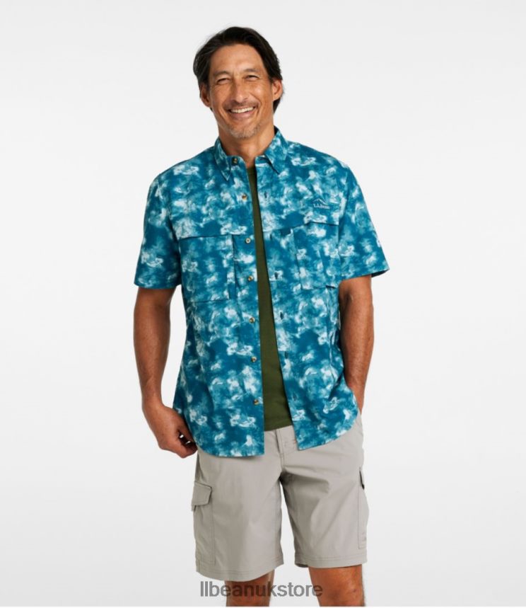 Clothing L.L.Bean Tropicwear Shirt Soft Blue Fish Print Men 0VRR66368