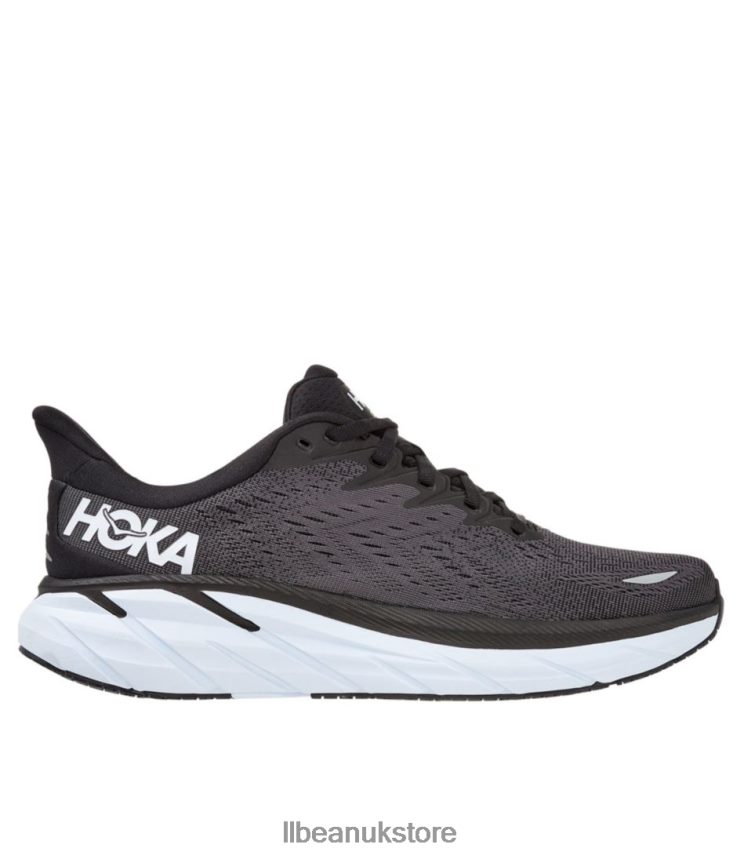 Footwear L.L.Bean HOKA Clifton 8 Running Shoes Black/White Men 0VRR661064