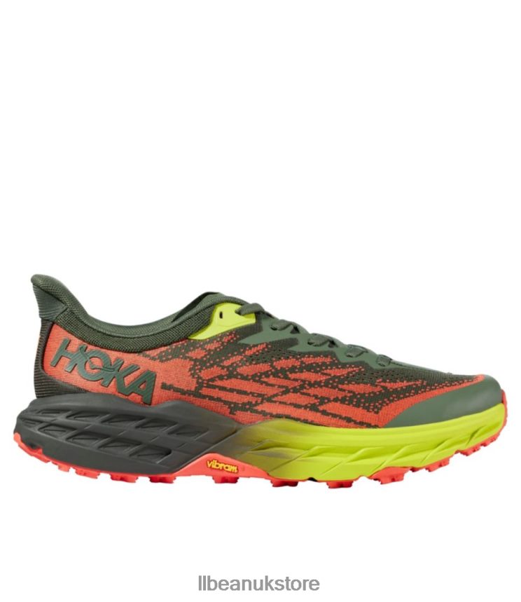 Footwear L.L.Bean HOKA Speedgoat 5 Trail Running Shoes Thyme/Fiesta Men 0VRR661193