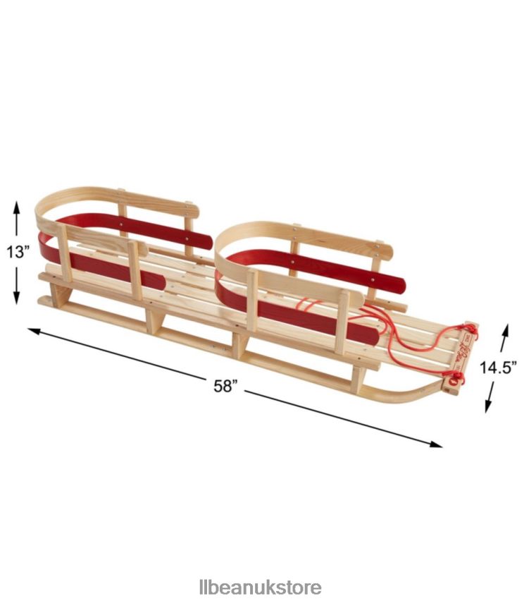 Games & Recreation L.L.Bean Pull Sled Tandem Wood/Script Logo Unisex 0VRR662271