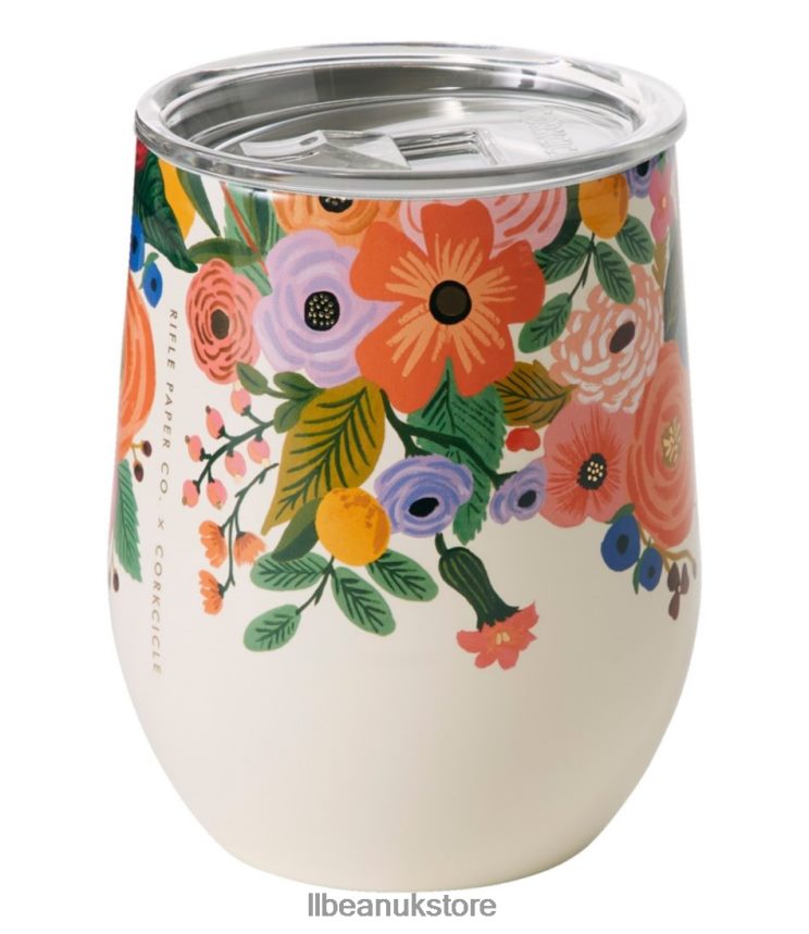 Outdoor Accessories L.L.Bean Corkcicle x Rifle Paper Co. Stemless Cup Garden Party Cream Unisex 0VRR662548