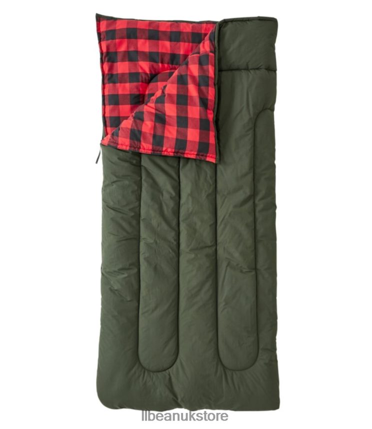 Outdoor Equipment L.L.Bean Flannel Lined Camp Sleeping Bag Deep Loden/Buffalo Plaid Unisex 0VRR661304