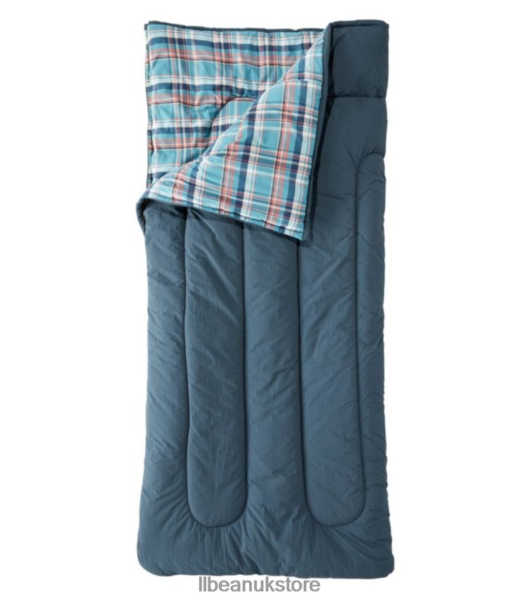 Outdoor Equipment L.L.Bean Flannel Lined Camp Sleeping Bag Storm Blue/Evening Blue Plaid Unisex 0VRR665223