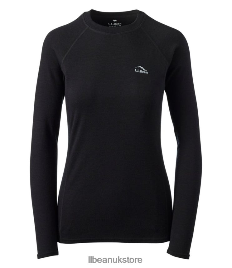 Clothing L.L.Bean Cresta Midweight 250 Crew Top Dark Black Women 0VRR66721