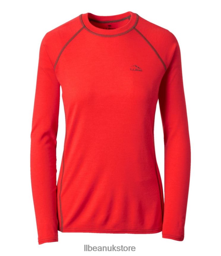 Clothing L.L.Bean Cresta Midweight 250 Crew Top Vibrant Red Women 0VRR666004