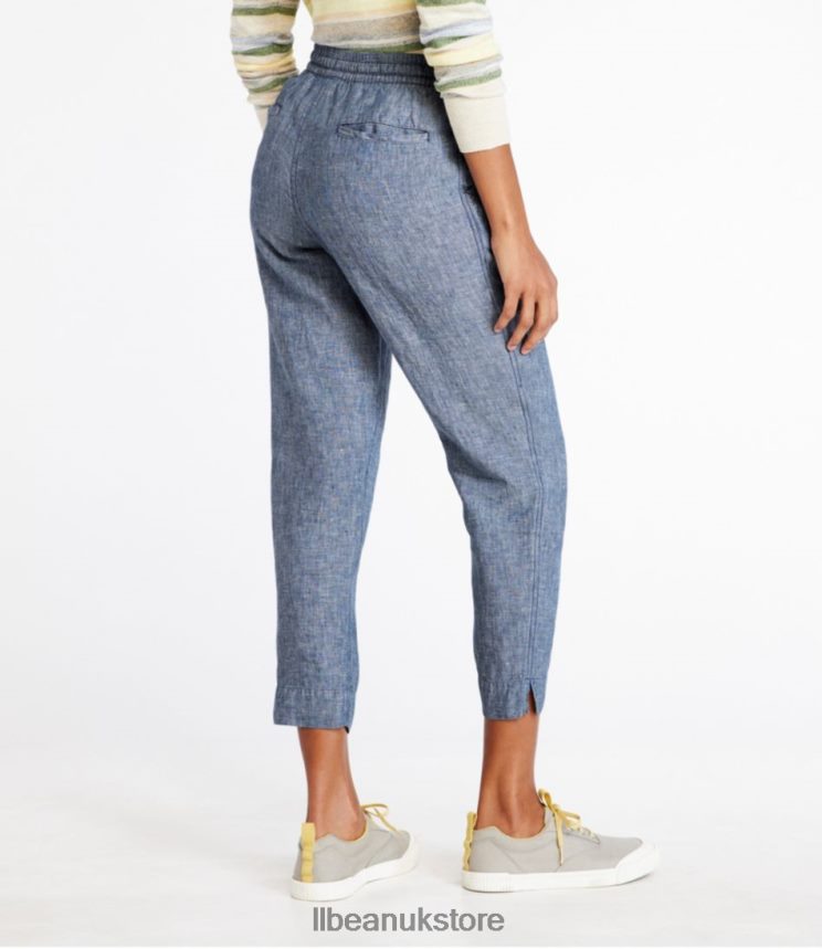 Clothing L.L.Bean Premium Linen Breezy Pull-On Ankle Pants Classic Navy Women 0VRR6688