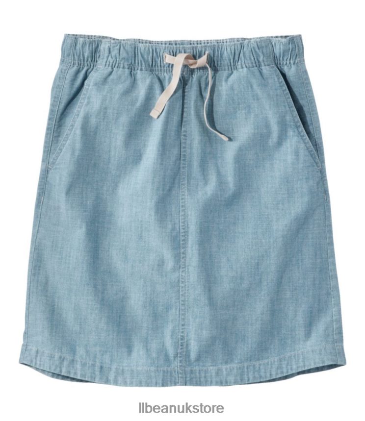 Clothing L.L.Bean Lakewashed Pull-On Skirt Chambray Women 0VRR66278