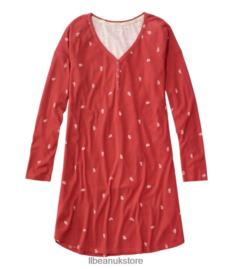 Clothing L.L.Bean Restorative Sleepwear Deep Coral Print Women 0VRR663529