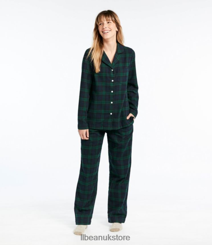 Clothing L.L.Bean Scotch Plaid Flannel Pajamas Black Watch Women 0VRR666578