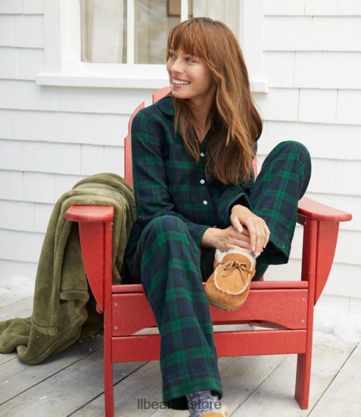 Clothing L.L.Bean Scotch Plaid Flannel Pajamas Black Watch Women 0VRR666578
