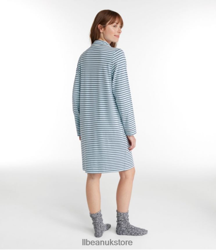 Clothing L.L.Bean Super-Soft Shrink-Free Button-Front Nightgown Classic Navy/Cream Stripe Women 0VRR663039