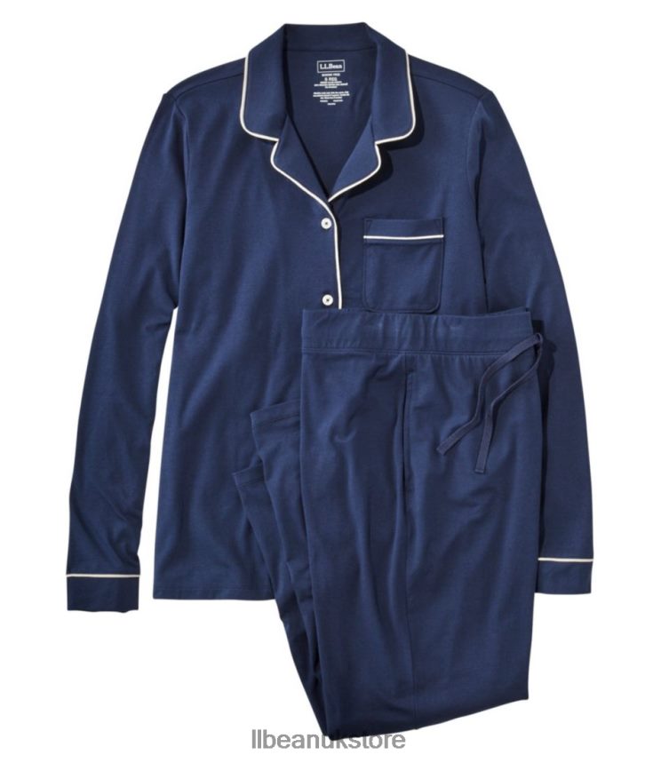 Clothing L.L.Bean Super-Soft Shrink-Free Pajama Set Bright Navy Women 0VRR664856