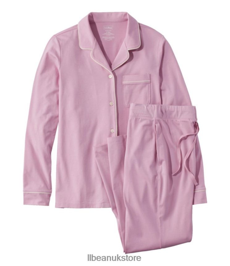 Clothing L.L.Bean Super-Soft Shrink-Free Pajama Set Pale Mauve Women 0VRR663277