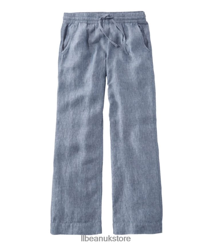 Clothing L.L.Bean Premium Washable Linen Pull-On Pants Bright Mariner Women 0VRR664594