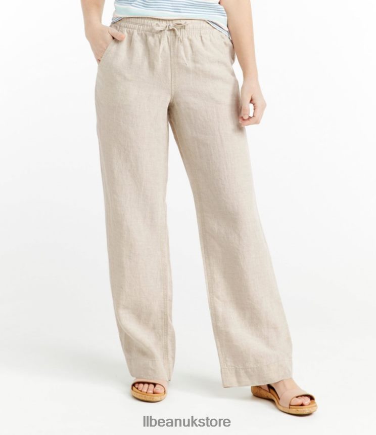 Clothing L.L.Bean Premium Washable Linen Pull-On Pants Bright Mariner Women 0VRR664594