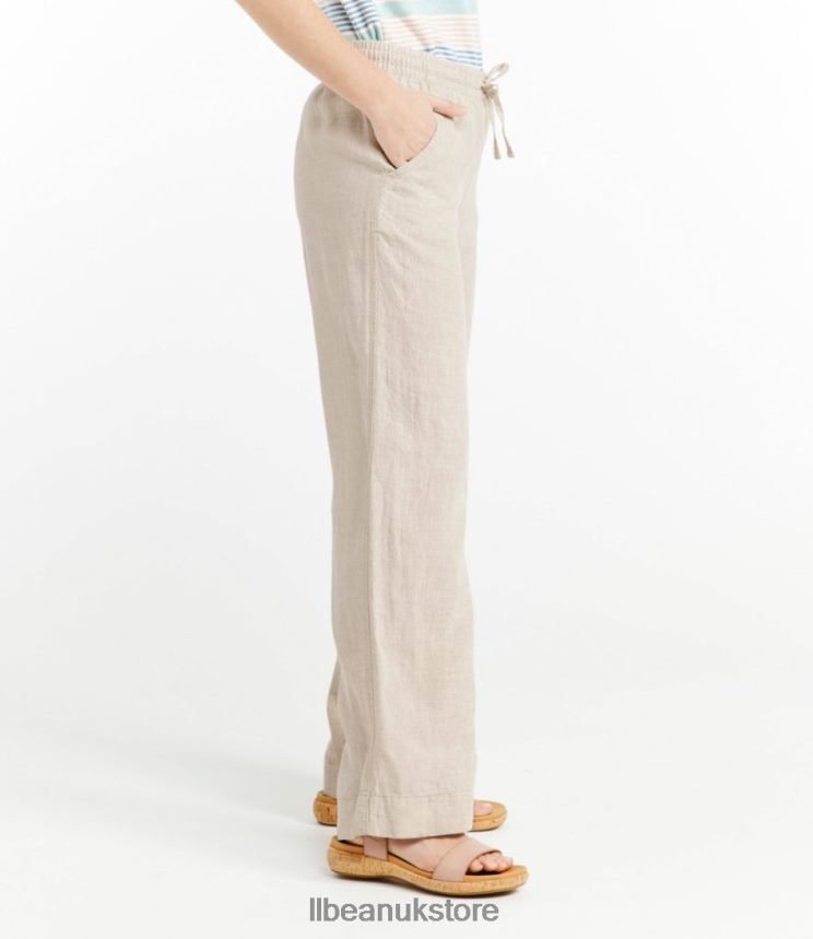 Clothing L.L.Bean Premium Washable Linen Pull-On Pants Bright Mariner Women 0VRR664594