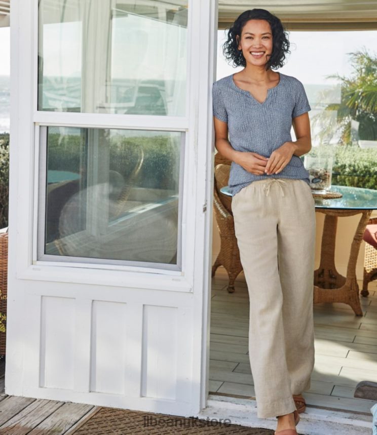 Clothing L.L.Bean Premium Washable Linen Pull-On Pants Bright Mariner Women 0VRR664594