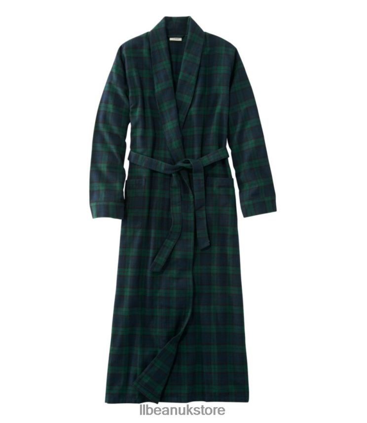 Clothing L.L.Bean Scotch Plaid Flannel Robe Black Watch Women 0VRR663341
