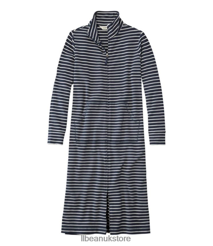 Clothing L.L.Bean Ultrasoft Sweatshirt Robe Classic Navy/Cream Stripe Women 0VRR663330