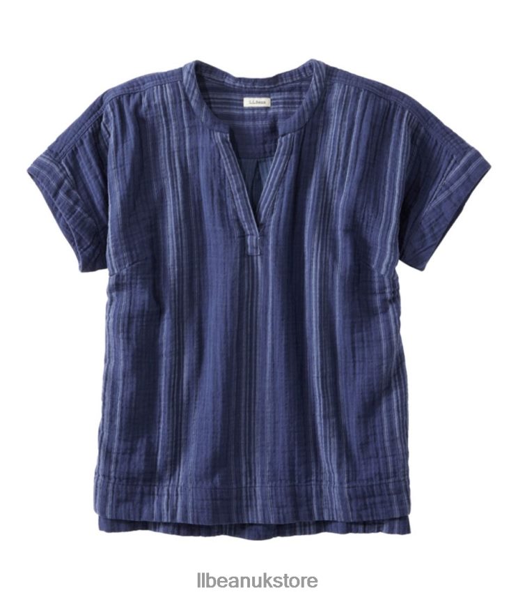 Clothing L.L.Bean Cloud Gauze Shirt Vintage Indigo Stripe Women 0VRR665713