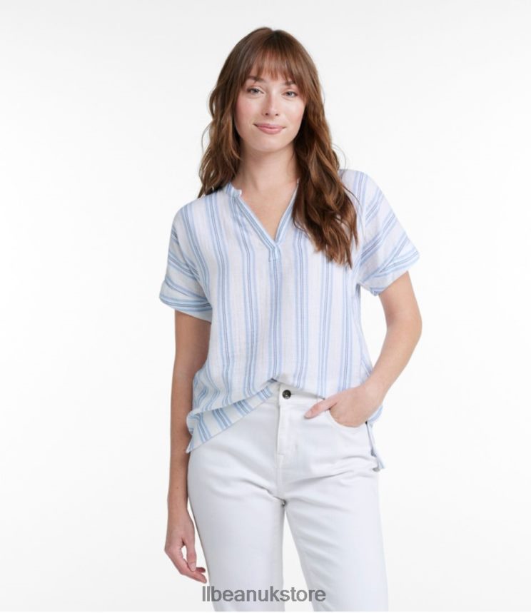Clothing L.L.Bean Cloud Gauze Shirt Vintage Indigo Stripe Women 0VRR665713