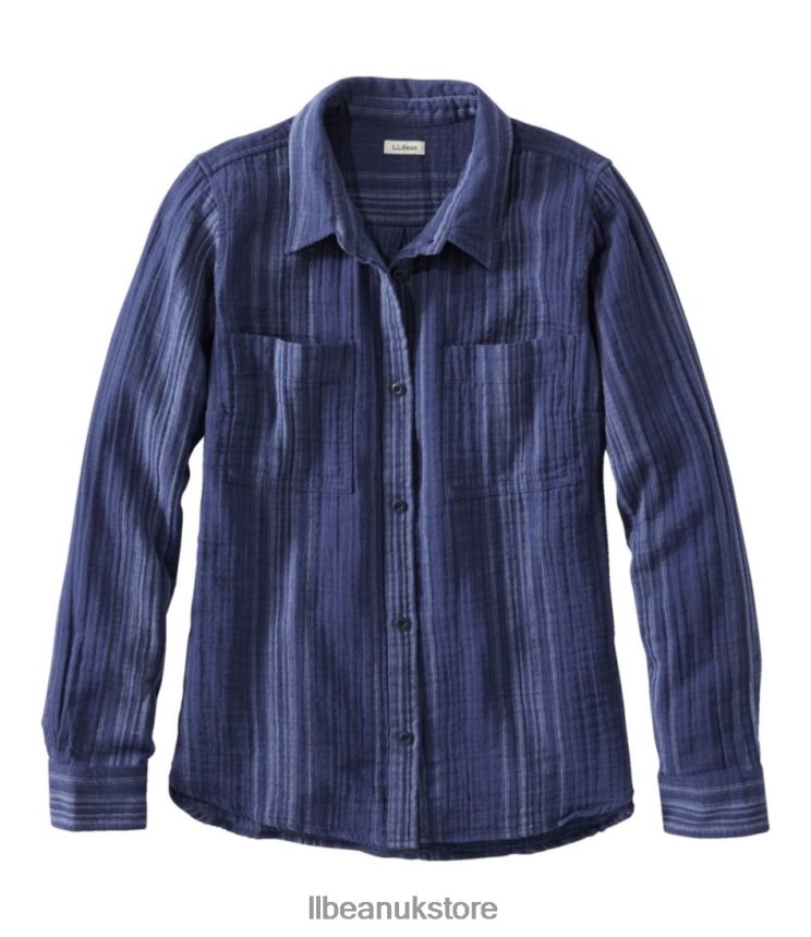 Clothing L.L.Bean Cloud Gauze Shirt Vintage Indigo Stripe Women 0VRR666454