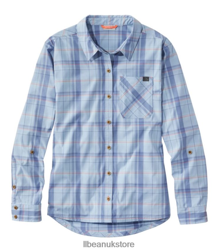 Clothing L.L.Bean Everyday SunSmart Woven Shirt Long-Sleeve Larkspur Plaid Women 0VRR66322