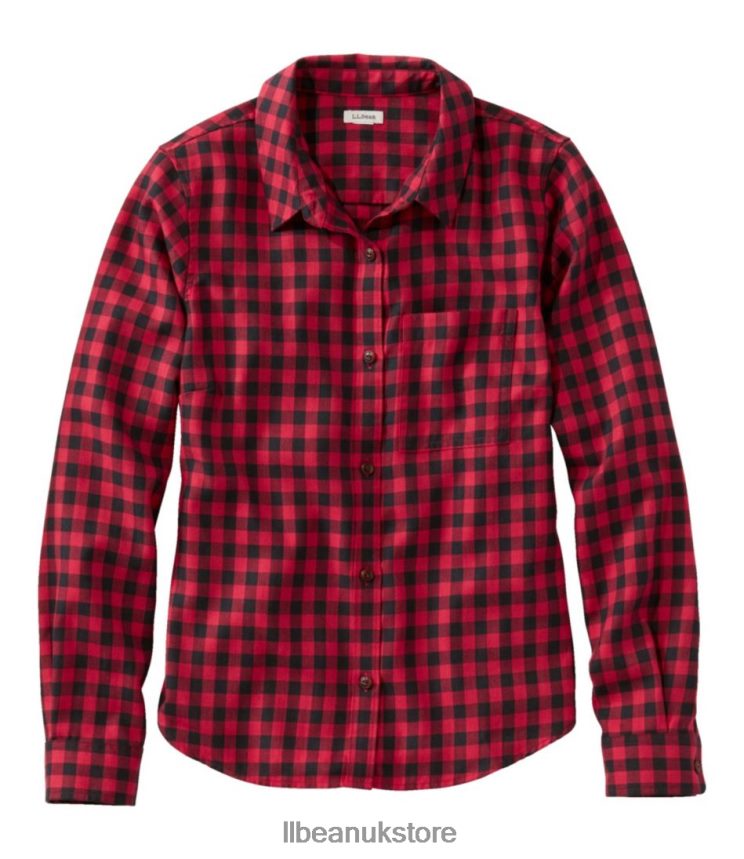 Clothing L.L.Bean Feather-Soft Twill Shirt Nautical Red Women 0VRR664831