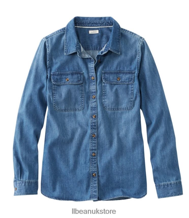 Clothing L.L.Bean Heritage Washed Denim Shirt Medium Indigo Women 0VRR664595