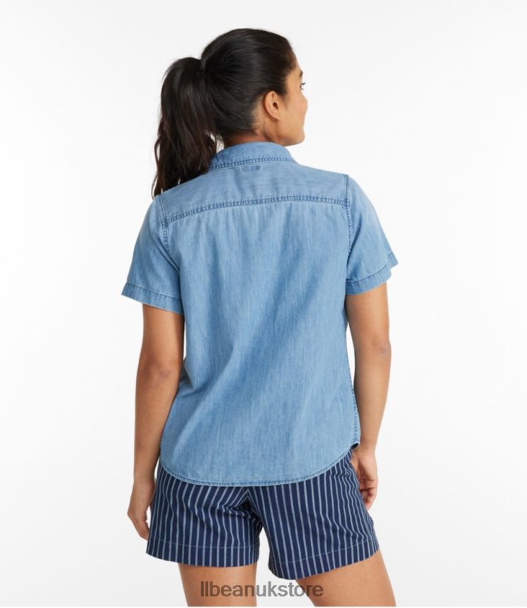 Clothing L.L.Bean Heritage Washed Lightweight Denim Shirt Medium Indigo Women 0VRR663490