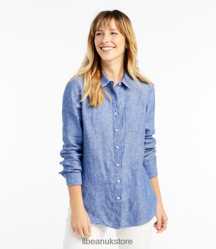 Clothing L.L.Bean Premium Washable Linen Shirt Iris Mauve Women 0VRR6658