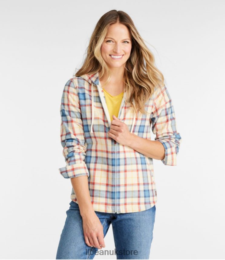 Clothing L.L.Bean Scotch Plaid Flannel Shirt Freeport Cream Women 0VRR666409