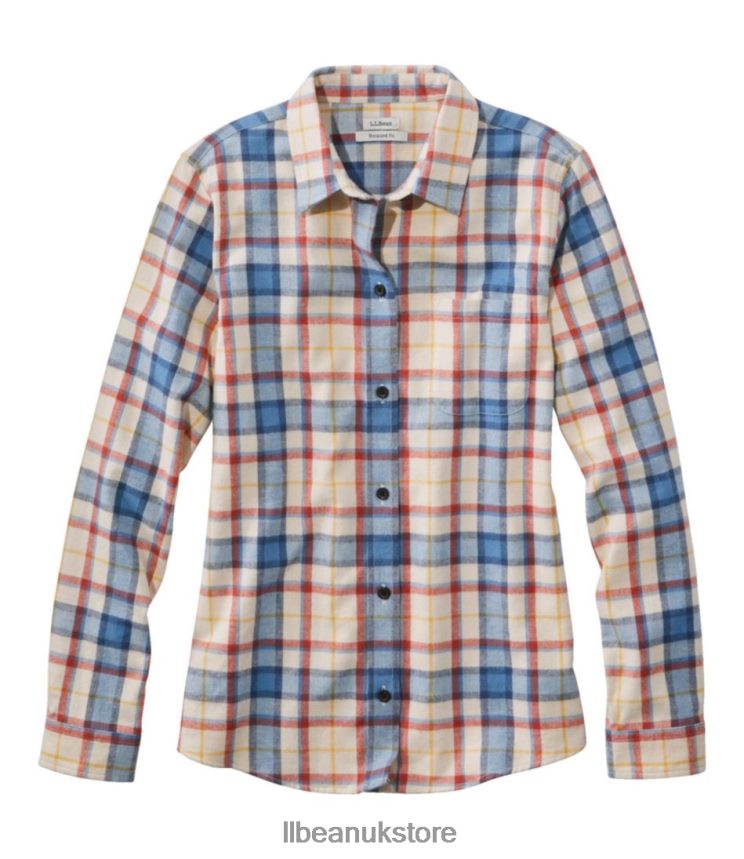 Clothing L.L.Bean Scotch Plaid Flannel Shirt Freeport Cream Women 0VRR666917