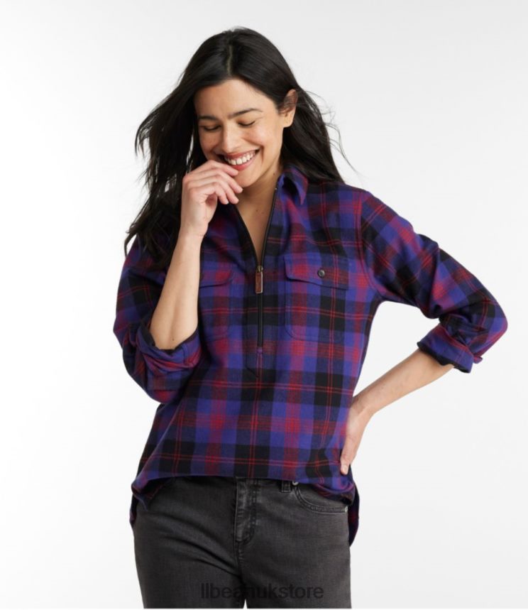 Clothing L.L.Bean Scotch Plaid Flannel Shirt Gray Stewart Tartan Women 0VRR665705