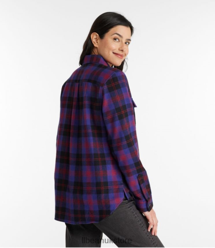 Clothing L.L.Bean Scotch Plaid Flannel Shirt Gray Stewart Tartan Women 0VRR665705