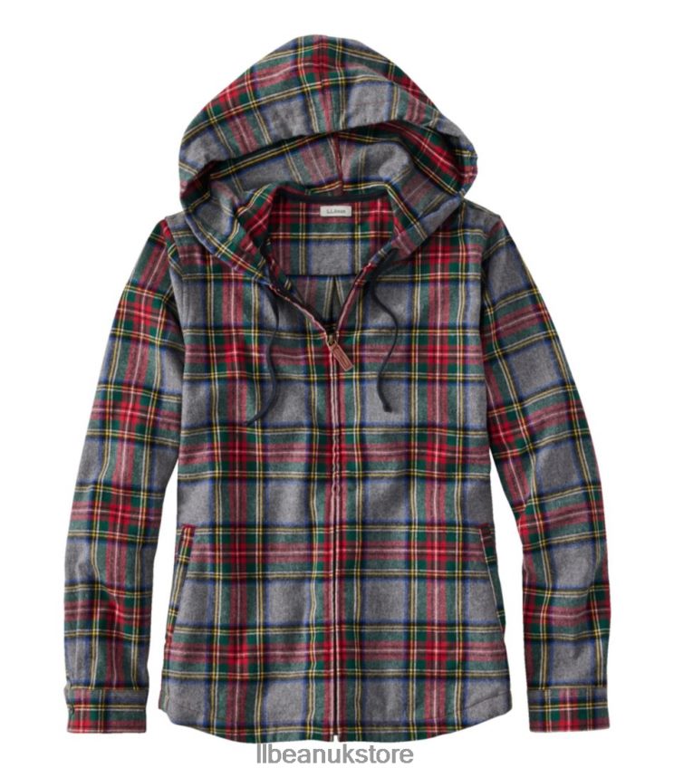 Clothing L.L.Bean Scotch Plaid Flannel Shirt Gray Stewart Tartan Women 0VRR666881