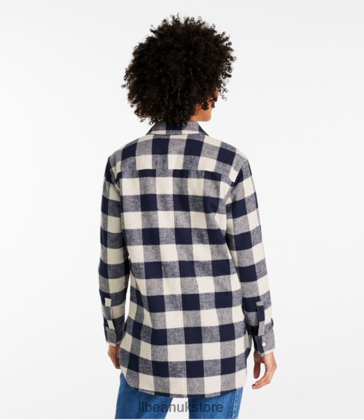 Clothing L.L.Bean Signature Chamois Shirt Dark Indigo Heather Plaid Women 0VRR66588