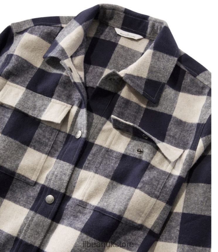 Clothing L.L.Bean Signature Chamois Shirt Dark Indigo Heather Plaid Women 0VRR66588