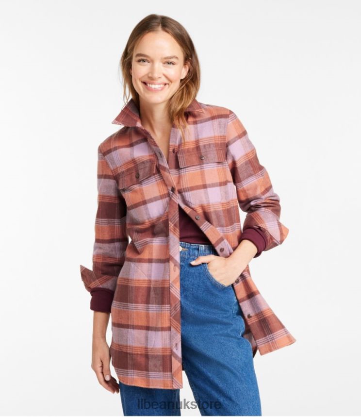 Clothing L.L.Bean Signature Chamois Tunic Dark Indigo Heather Plaid Women 0VRR66741
