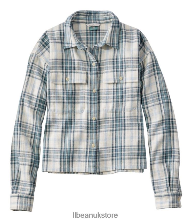 Clothing L.L.Bean Signature Heritage Textured Flannel Shirt Sailcloth Women 0VRR664944