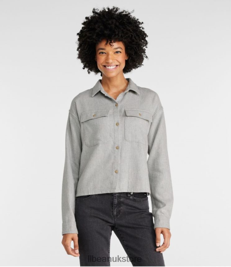Clothing L.L.Bean Signature Heritage Textured Flannel Shirt Sailcloth Women 0VRR664944