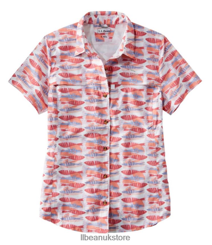 Clothing L.L.Bean Tropicwear Shirt Faded Rose Fish Print Women 0VRR66363