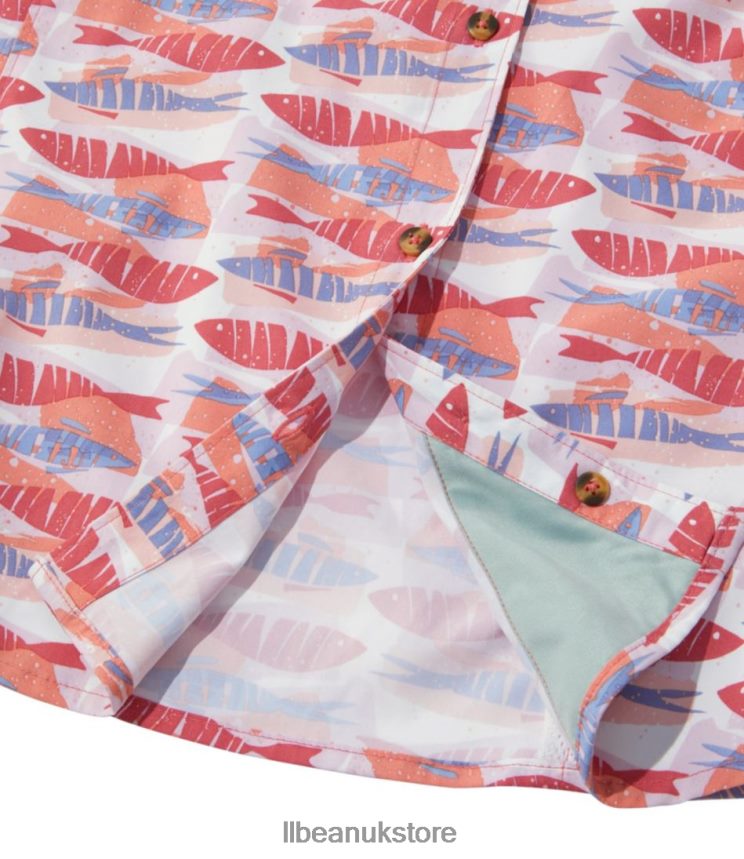 Clothing L.L.Bean Tropicwear Shirt Fair Aqua Fish Print Women 0VRR663246