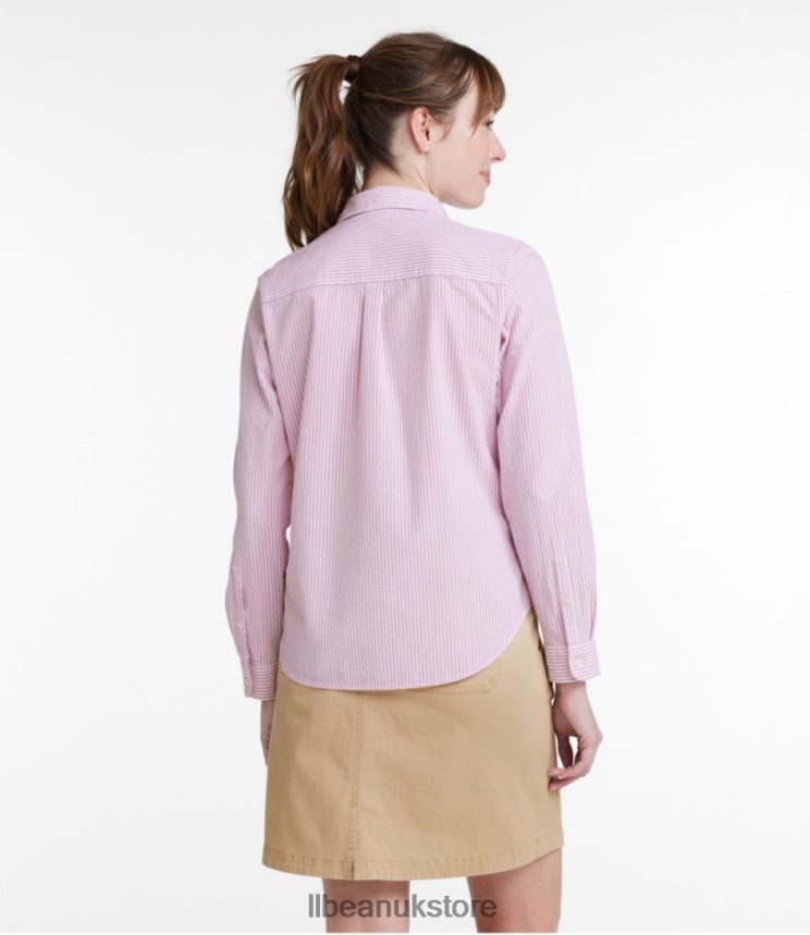 Clothing L.L.Bean Vacationland Seersucker Shirt Bright Capri Women 0VRR666424