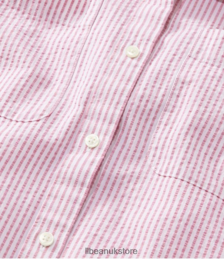 Clothing L.L.Bean Vacationland Seersucker Shirt Bright Capri Women 0VRR666424