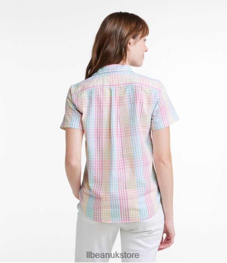 Clothing L.L.Bean Vacationland Seersucker Shirt Fresh Mint Check Women 0VRR6665